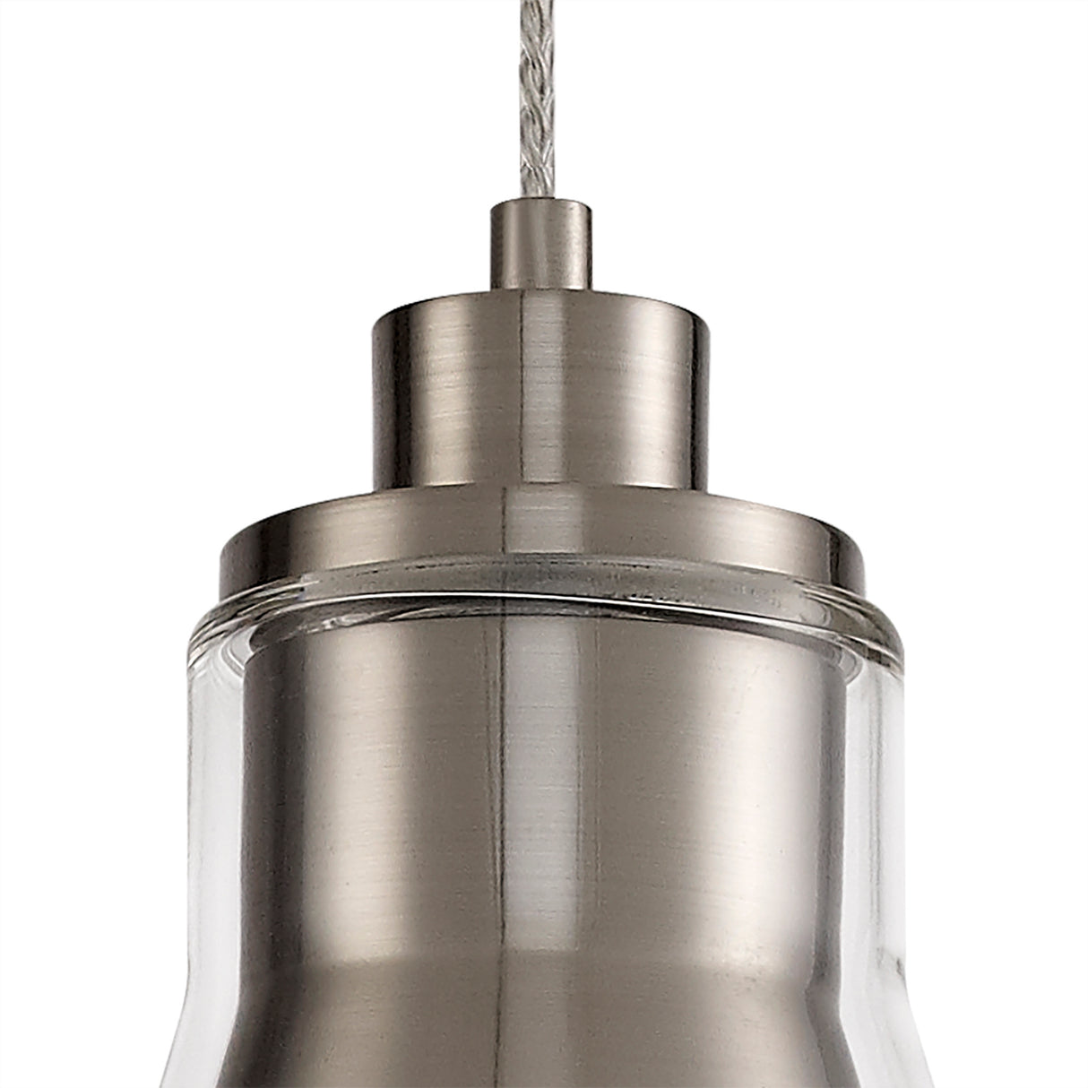 HEL2777 Helvestios Pendant 1 Light in a Satin Nickel/Clear Finish