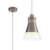 HEL2777 Helvestios Pendant 1 Light in a Satin Nickel/Clear Finish