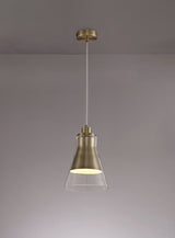 HEL3777 Helvestios Pendant 1 Light in a Antique Brass/Clear Finish