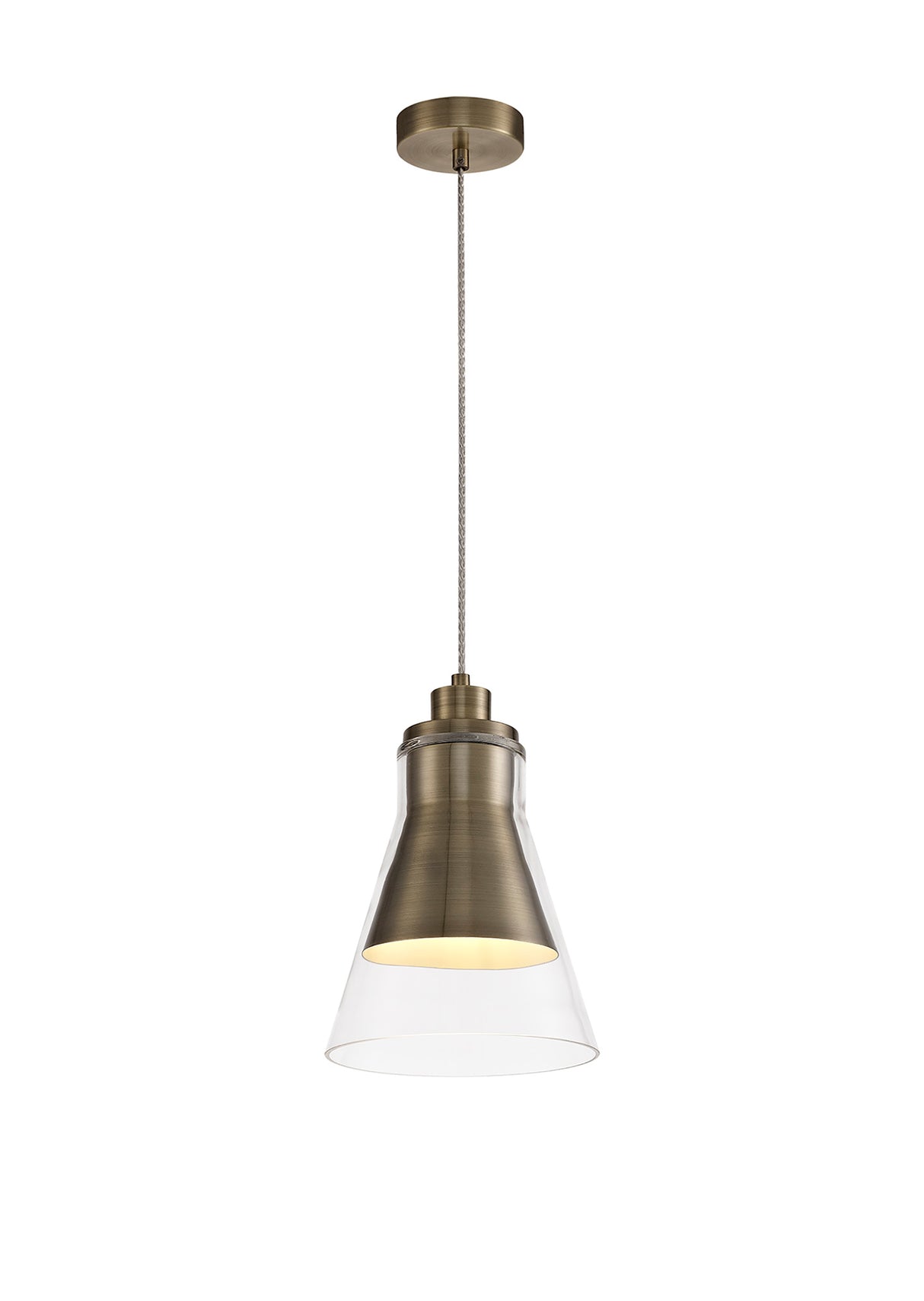 HEL3777 Helvestios Pendant 1 Light in a Antique Brass/Clear Finish