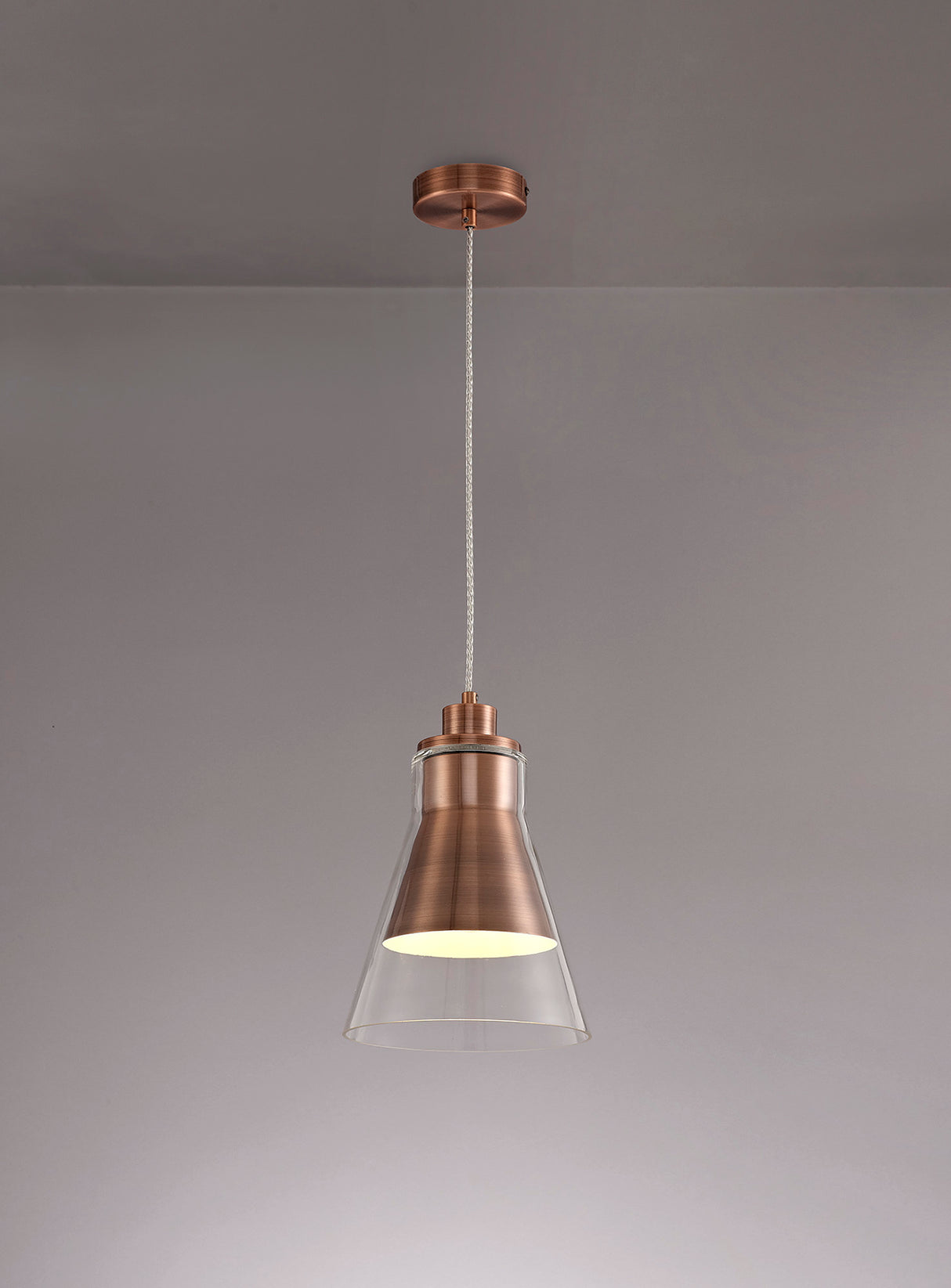 HEL4777 Helvestios Pendant 1 Light in a Antique Copper/Clear Finish