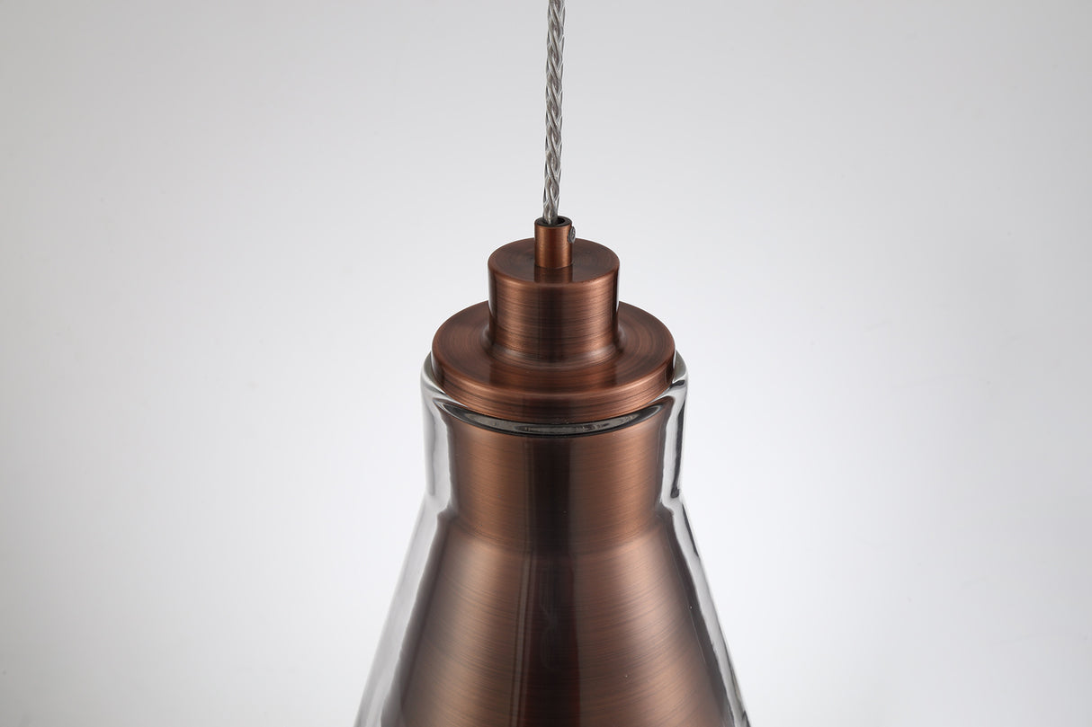 HEL4777 Helvestios Pendant 1 Light in a Antique Copper/Clear Finish