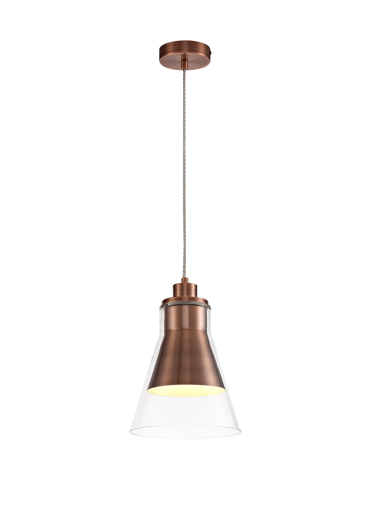 HEL4777 Helvestios Pendant 1 Light in a Antique Copper/Clear Finish