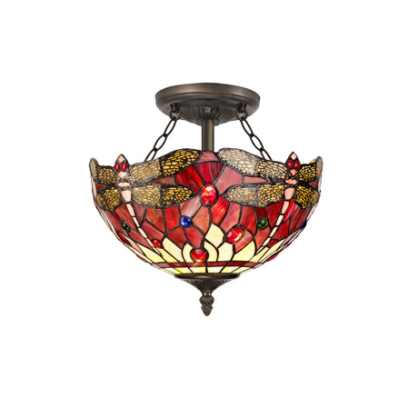 MAH0927 Mahasim Semi Ceiling Kit 2 Light in a Aged Antique Brass Finish