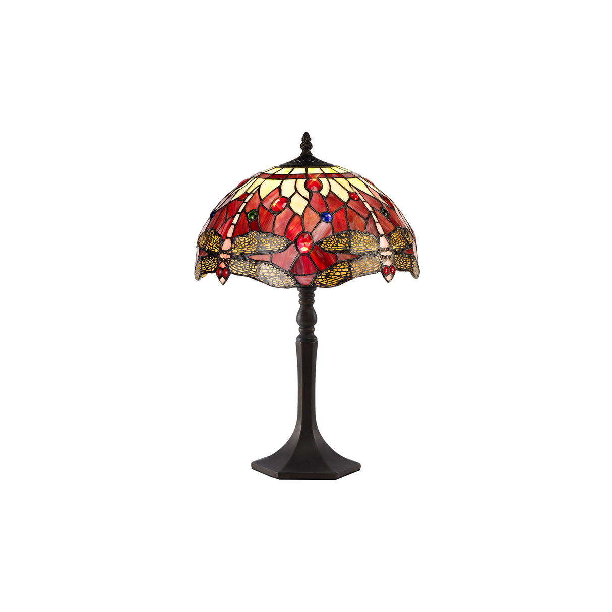 MAH3827 Mahasim 48cm Octagonal Table Lamp 1 Light in a Aged Antique Brass Finish