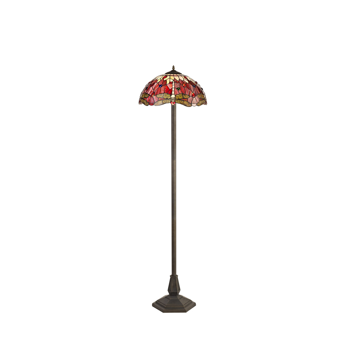 MAH4927 Mahasim 158cm Octagonal Floor Lamp 2 Light in a Aged Antique Brass Finish