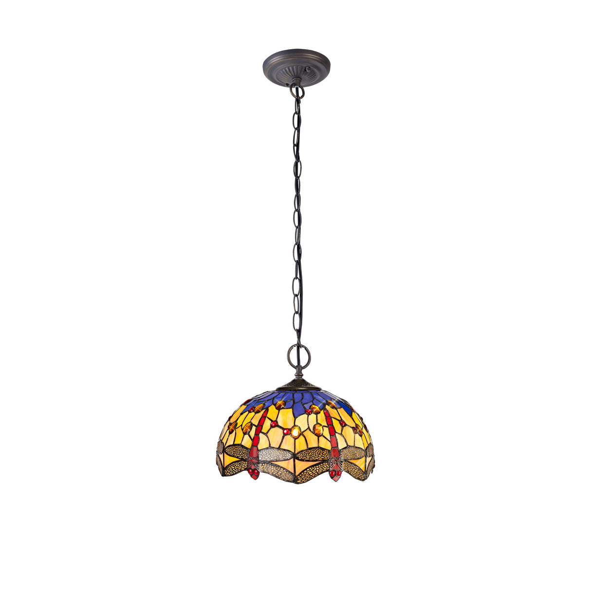 HEZ8627 Heze 30cm Non-electric Shade in a Orange/Blue/Black/Amber Finish and Amber Crystal