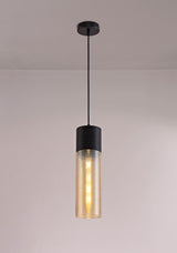 HOR4047 Horna Tube Pendant 1 Light in a Black/Amber Finish