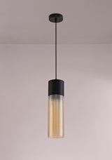 HOR4047 Horna Tube Pendant 1 Light in a Black/Amber Finish