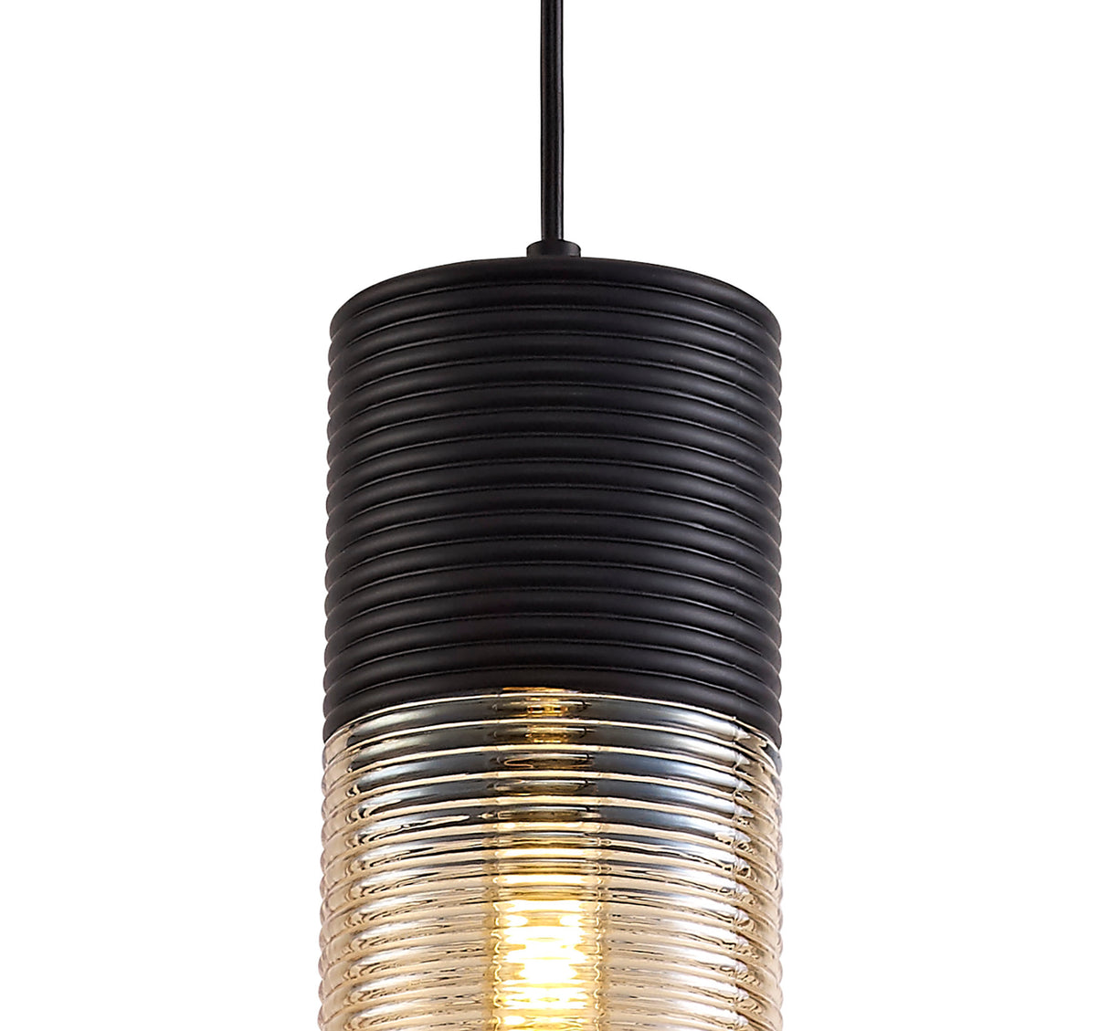 HOR4047 Horna Tube Pendant 1 Light in a Black/Amber Finish