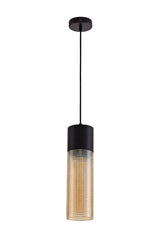 HOR4047 Horna Tube Pendant 1 Light in a Black/Amber Finish