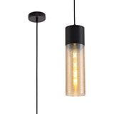 HOR4047 Horna Tube Pendant 1 Light in a Black/Amber Finish