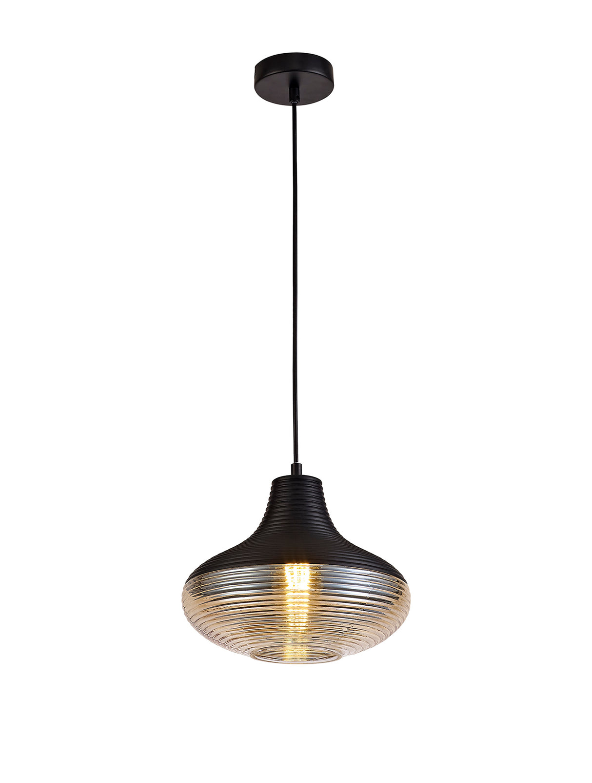 HOR5047 Horna Vase Pendant 1 Light in a Black/Amber Finish