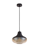 HOR5047 Horna Vase Pendant 1 Light in a Black/Amber Finish