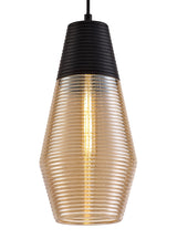 HOR6047 Horna Cone Pendant 1 Light in a Black/Amber Finish