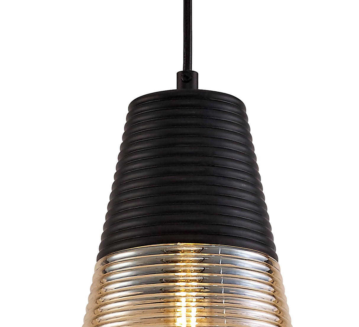 HOR6047 Horna Cone Pendant 1 Light in a Black/Amber Finish