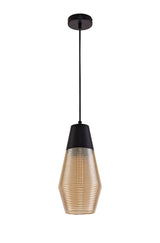 HOR6047 Horna Cone Pendant 1 Light in a Black/Amber Finish