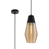 HOR6047 Horna Cone Pendant 1 Light in a Black/Amber Finish