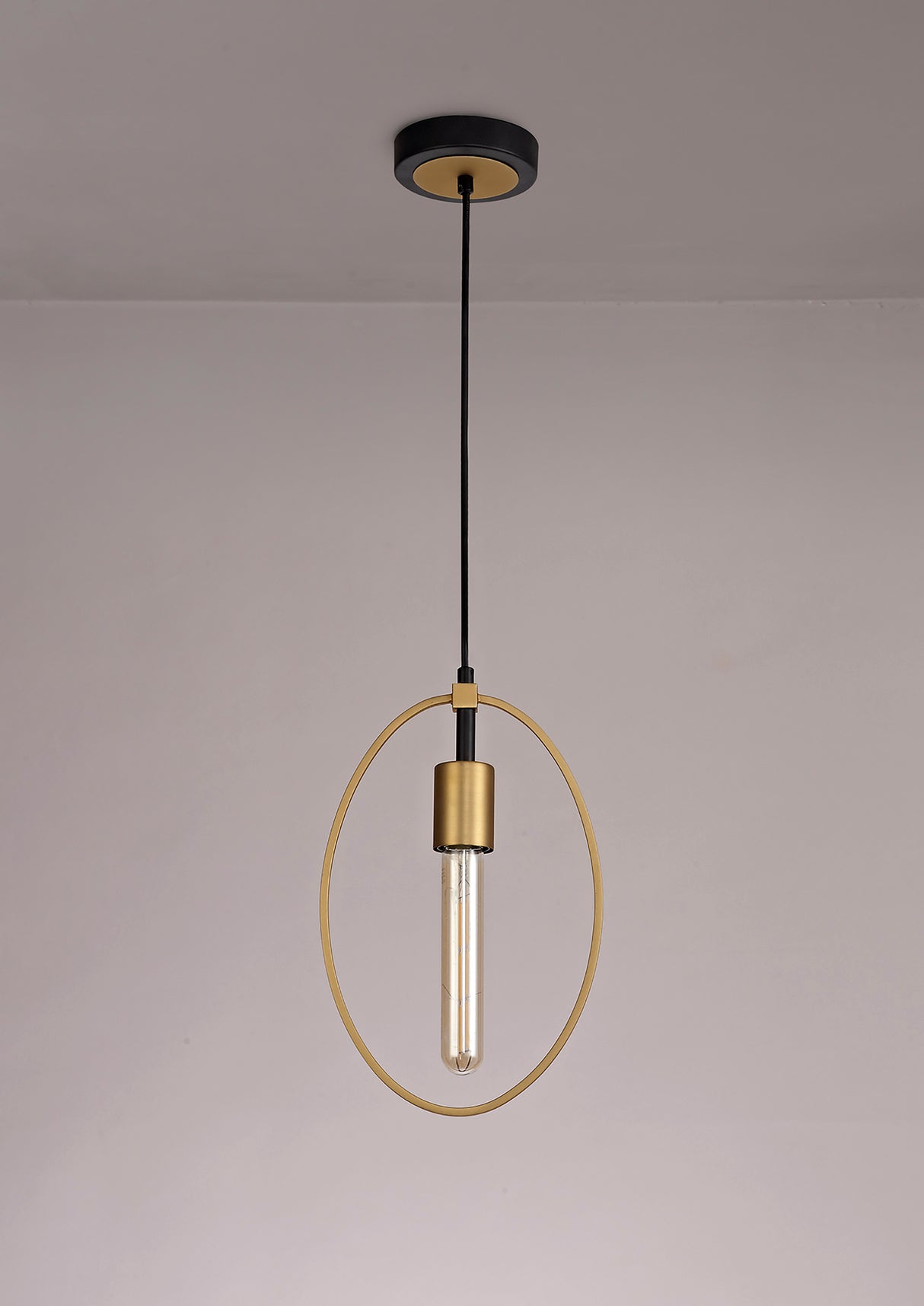 HUN0147 Hunor Small Pendant 1 Light in a Sand Gold/Matt Black Finish