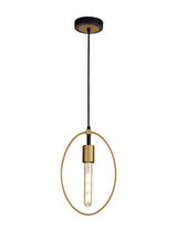 HUN0147 Hunor Small Pendant 1 Light in a Sand Gold/Matt Black Finish