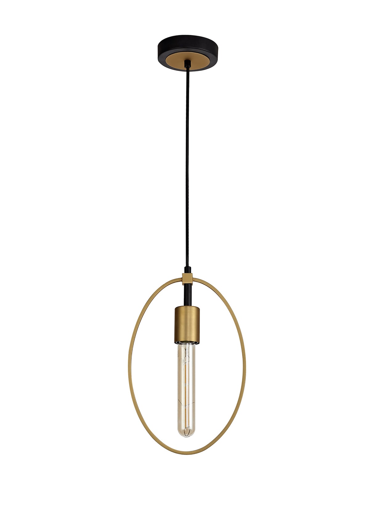 HUN0147 Hunor Small Pendant 1 Light in a Sand Gold/Matt Black Finish