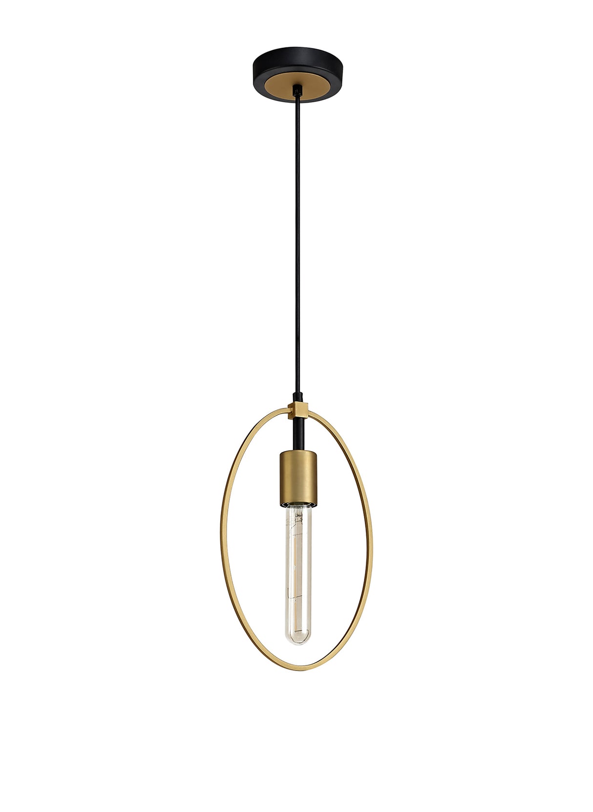 HUN0147 Hunor Small Pendant 1 Light in a Sand Gold/Matt Black Finish