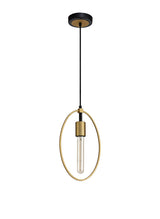 HUN0147 Hunor Small Pendant 1 Light in a Sand Gold/Matt Black Finish