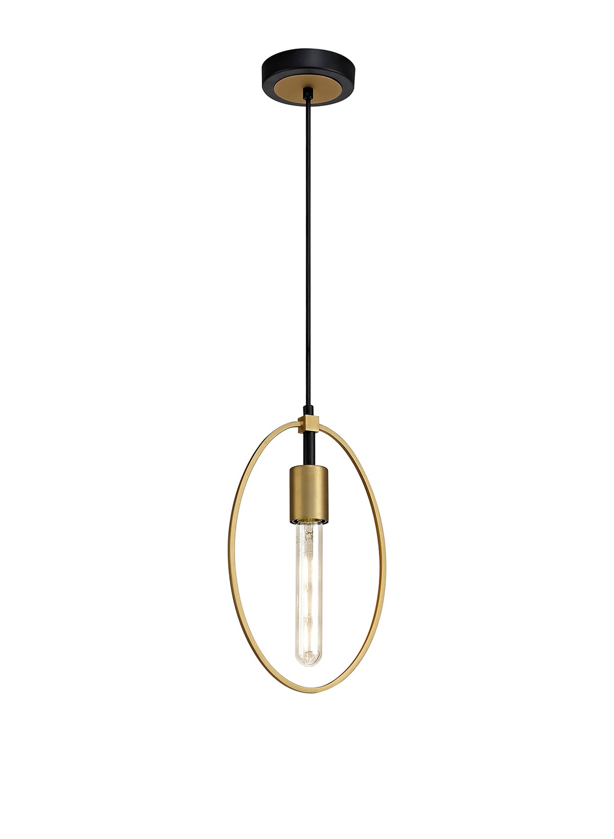 HUN0147 Hunor Small Pendant 1 Light in a Sand Gold/Matt Black Finish