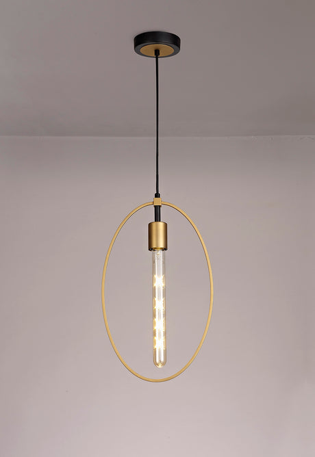 HUN1147 Hunor Large Pendant 1 Light in a Sand Gold/Matt Black Finish