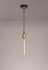 HUN1147 Hunor Large Pendant 1 Light in a Sand Gold/Matt Black Finish