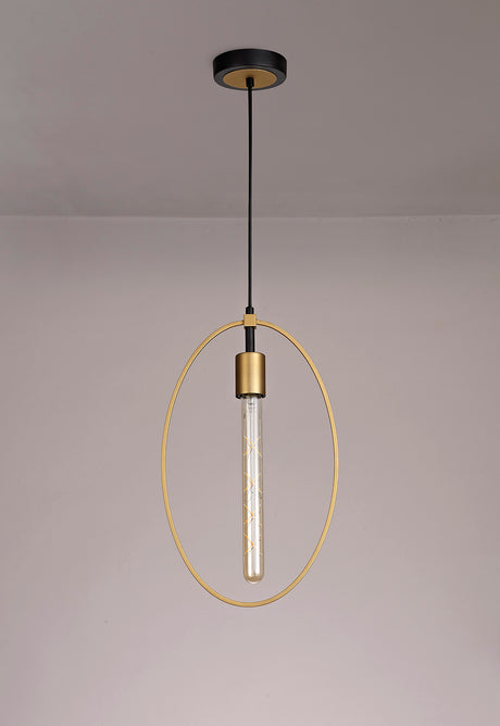 HUN1147 Hunor Large Pendant 1 Light in a Sand Gold/Matt Black Finish