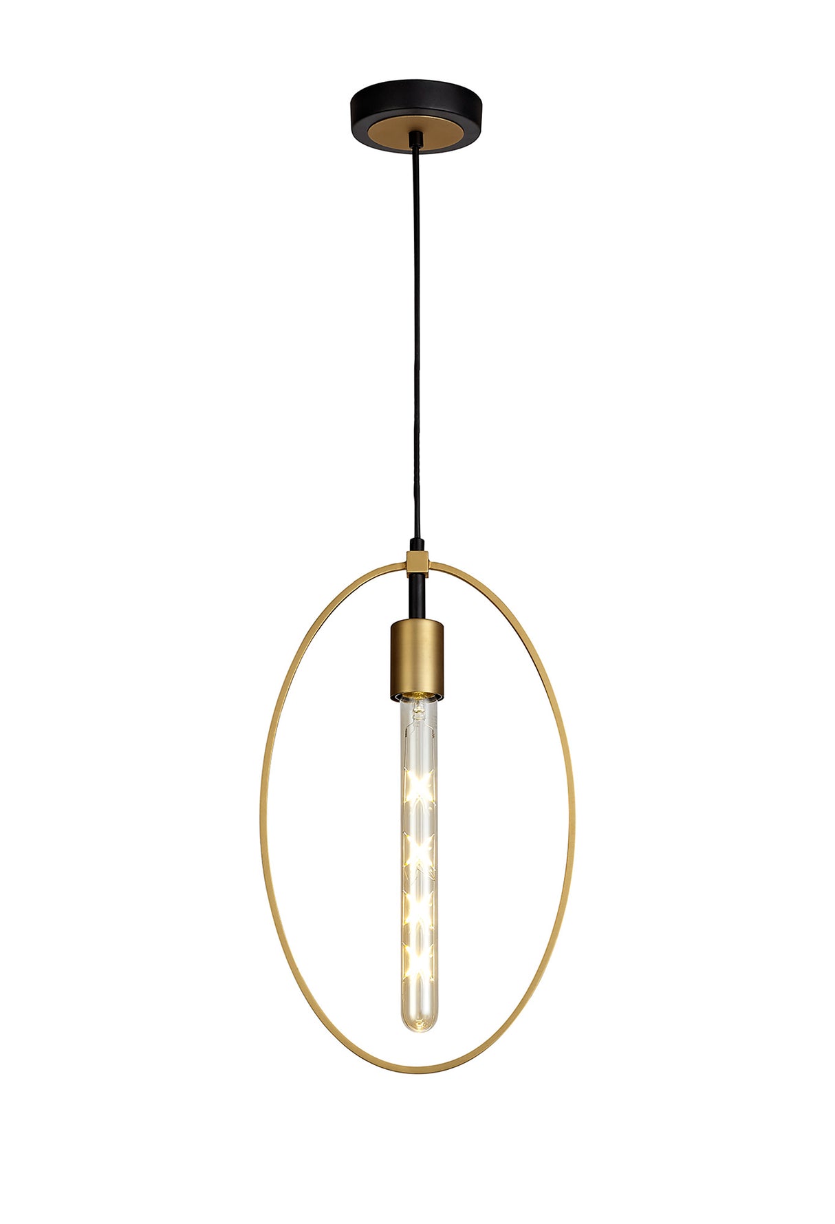 HUN1147 Hunor Large Pendant 1 Light in a Sand Gold/Matt Black Finish