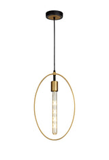 HUN1147 Hunor Large Pendant 1 Light in a Sand Gold/Matt Black Finish