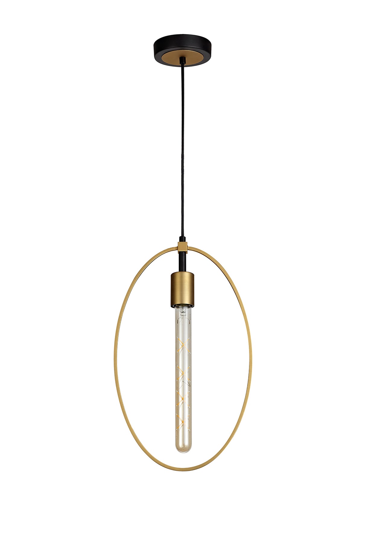 HUN1147 Hunor Large Pendant 1 Light in a Sand Gold/Matt Black Finish