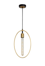 HUN1147 Hunor Large Pendant 1 Light in a Sand Gold/Matt Black Finish