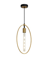 HUN1147 Hunor Large Pendant 1 Light in a Sand Gold/Matt Black Finish