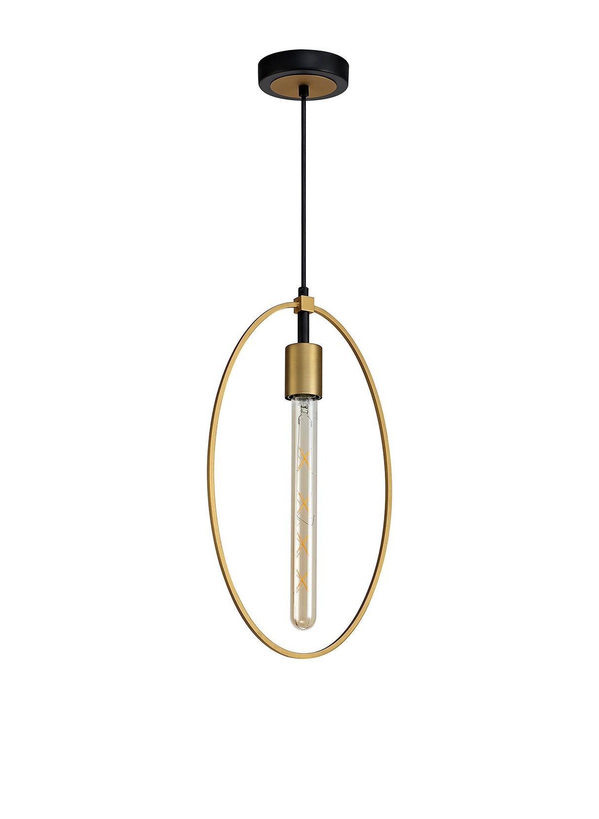 HUN1147 Hunor Large Pendant 1 Light in a Sand Gold/Matt Black Finish