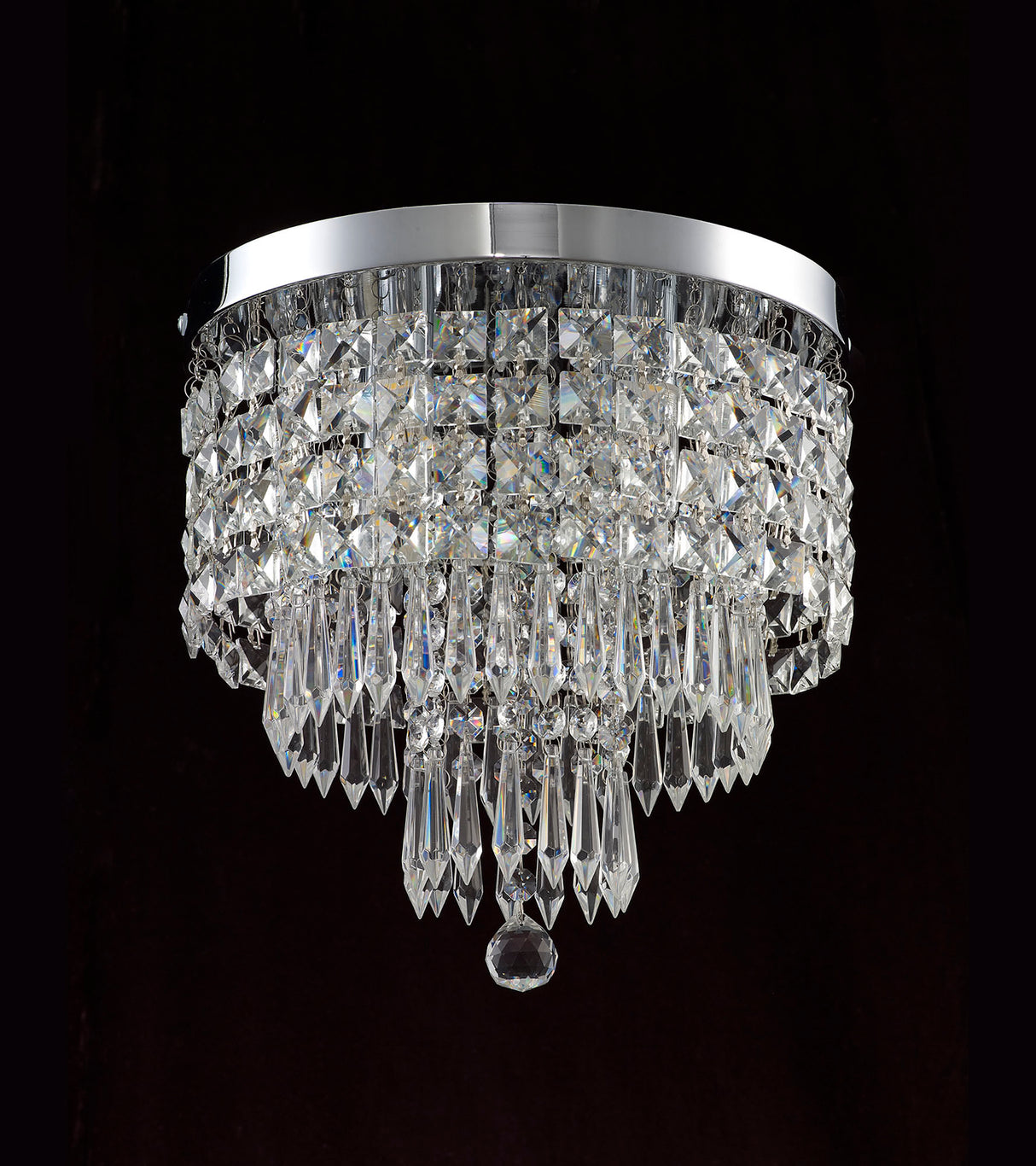 IRE6507 Irena Ceiling 4 Light in a Polished Chrome Finish and Clear Crystal, Suitable for Bathrooms