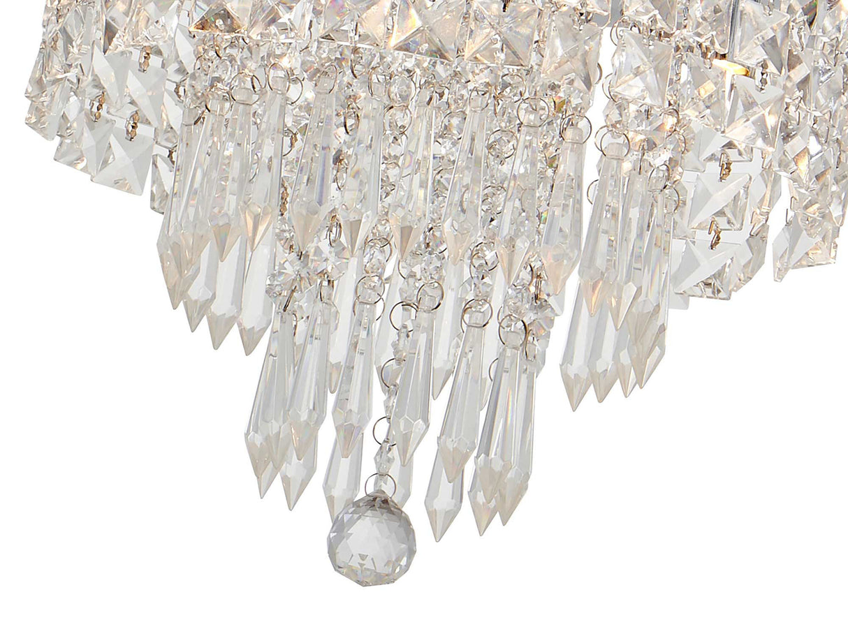 IRE6507 Irena Ceiling 4 Light in a Polished Chrome Finish and Clear Crystal, Suitable for Bathrooms