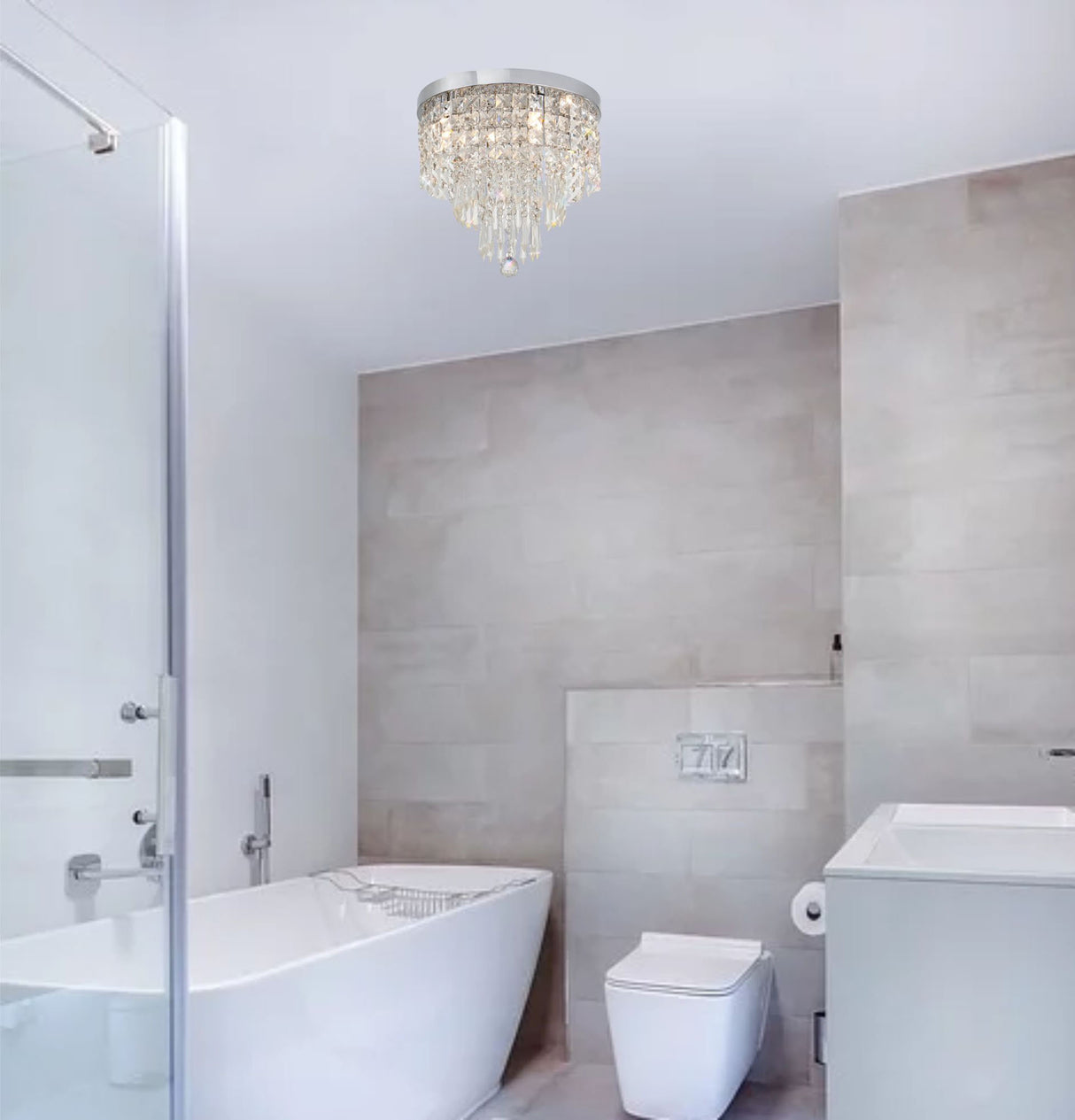 IRE6507 Irena Ceiling 4 Light in a Polished Chrome Finish and Clear Crystal, Suitable for Bathrooms