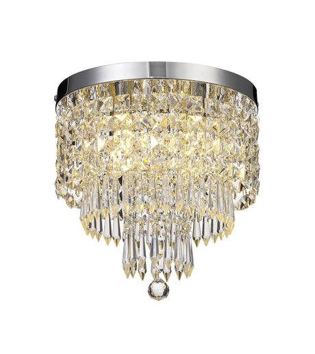 IRE6507 Irena Ceiling 4 Light in a Polished Chrome Finish and Clear Crystal, Suitable for Bathrooms