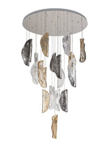 WAS0687 Wassat Pendant 21 Light (28.1kg) in a Chrome/Amber/Clear/Smoked Finish