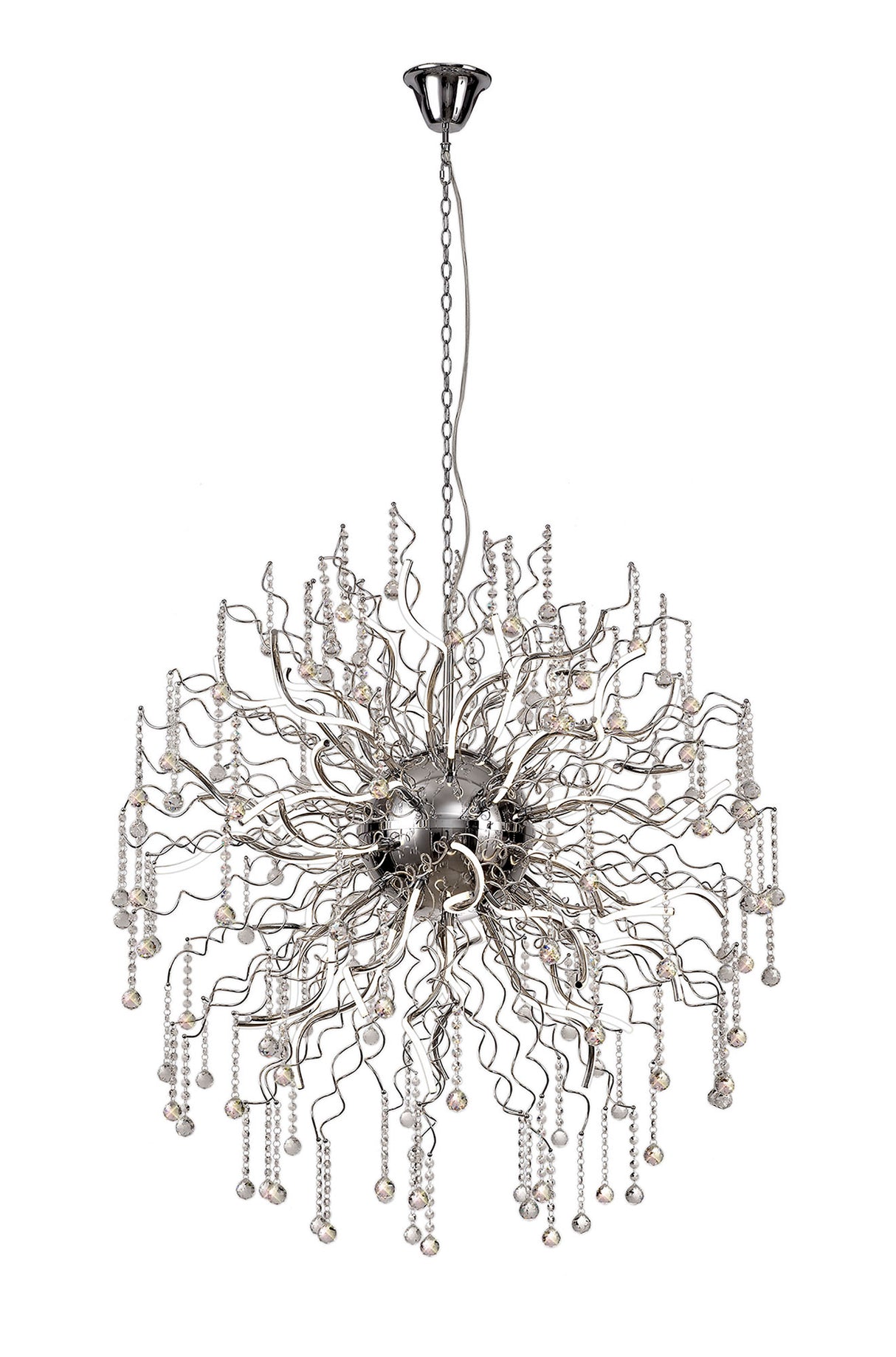 JAB0318 Jaba Dimmable Pendant 40 Light 135W LED (21.5kg) in a Polished Chrome Finish and Clear Crystal