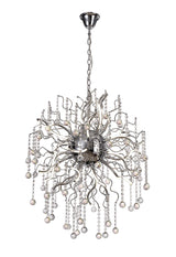 JAB8218 Jaba Dimmable Pendant 24 Light 41W LED in a Polished Chrome Finish and Clear Crystal