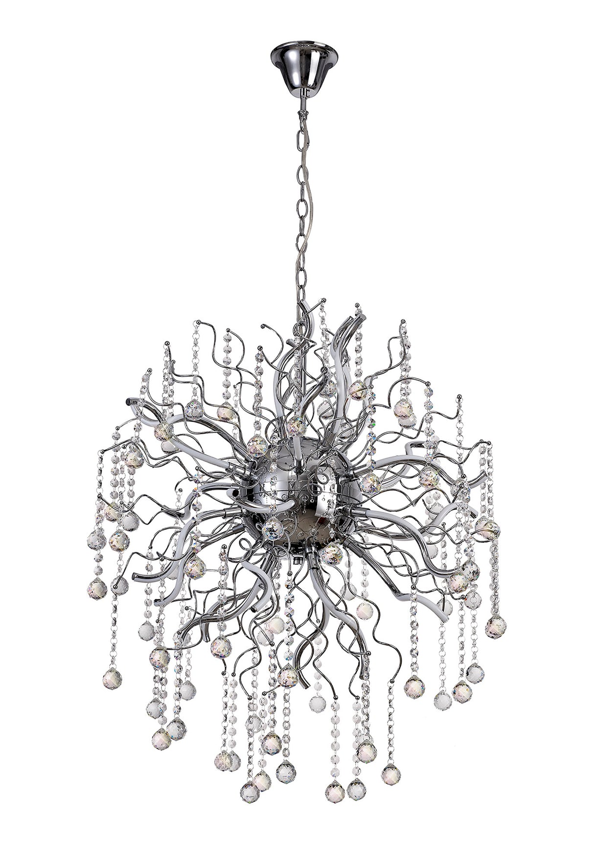 JAB8218 Jaba Dimmable Pendant 24 Light 41W LED in a Polished Chrome Finish and Clear Crystal