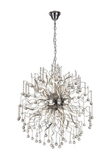 JAB9218 Jaba Dimmable Pendant 30 Light 72W LED in a Polished Chrome Finish and Clear Crystal