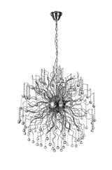 JAB9218 Jaba Dimmable Pendant 30 Light 72W LED in a Polished Chrome Finish and Clear Crystal