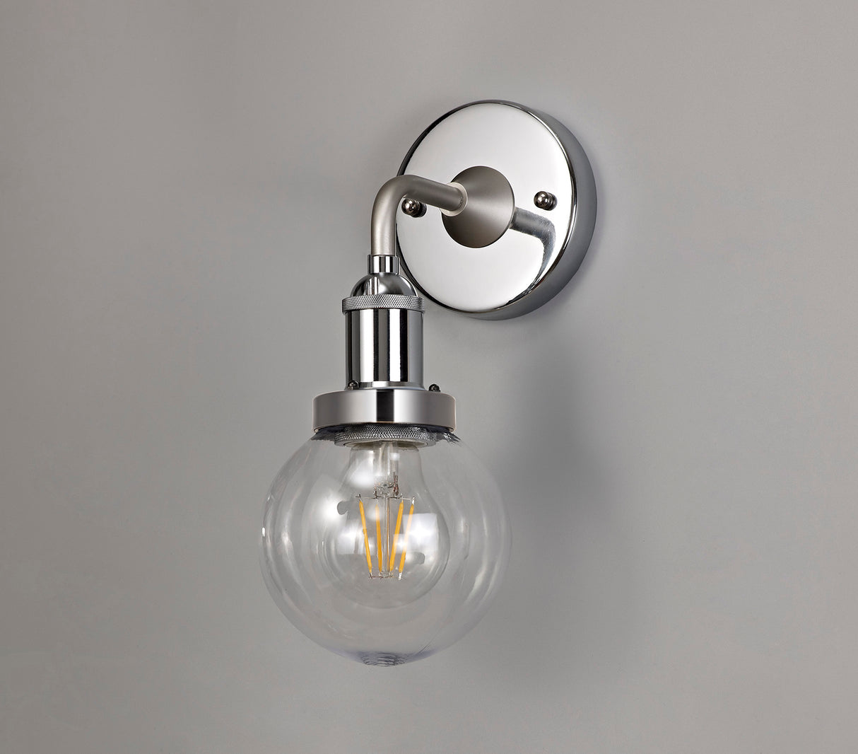 JOE2587 Joela Wall Lamp 1 Light IP65 in a Titanium Silver/Chrome/Clear Finish