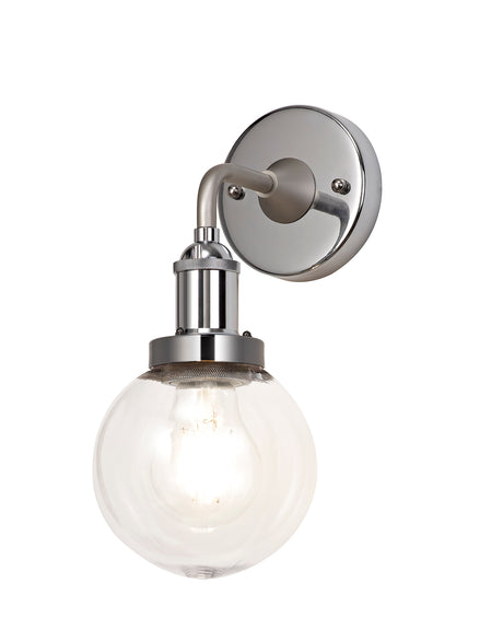 JOE2587 Joela Wall Lamp 1 Light IP65 in a Titanium Silver/Chrome/Clear Finish