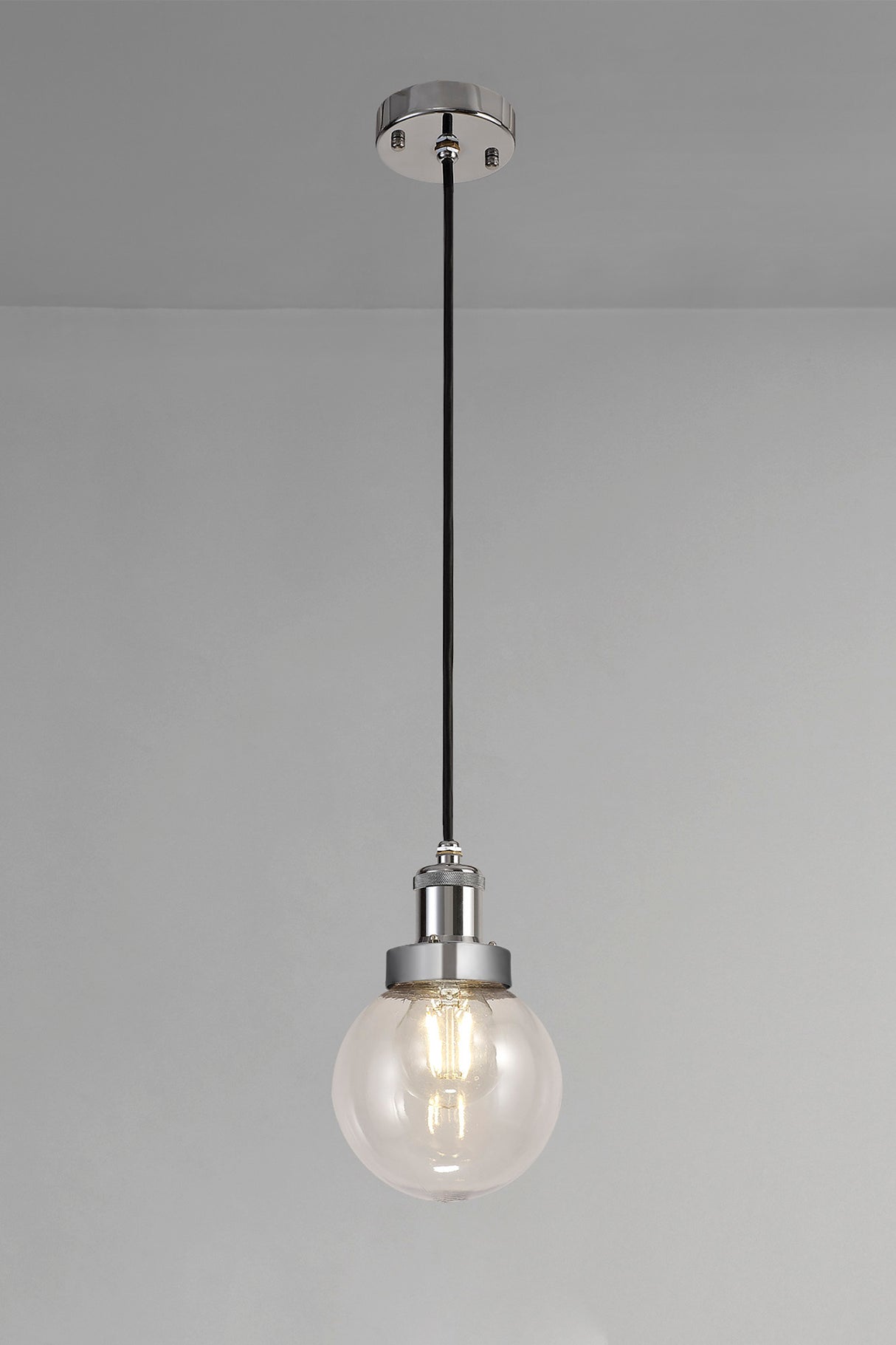 JOE3587 Joela Pendant 1 Light IP65 in a Titanium Silver/Chrome/Clear Finish